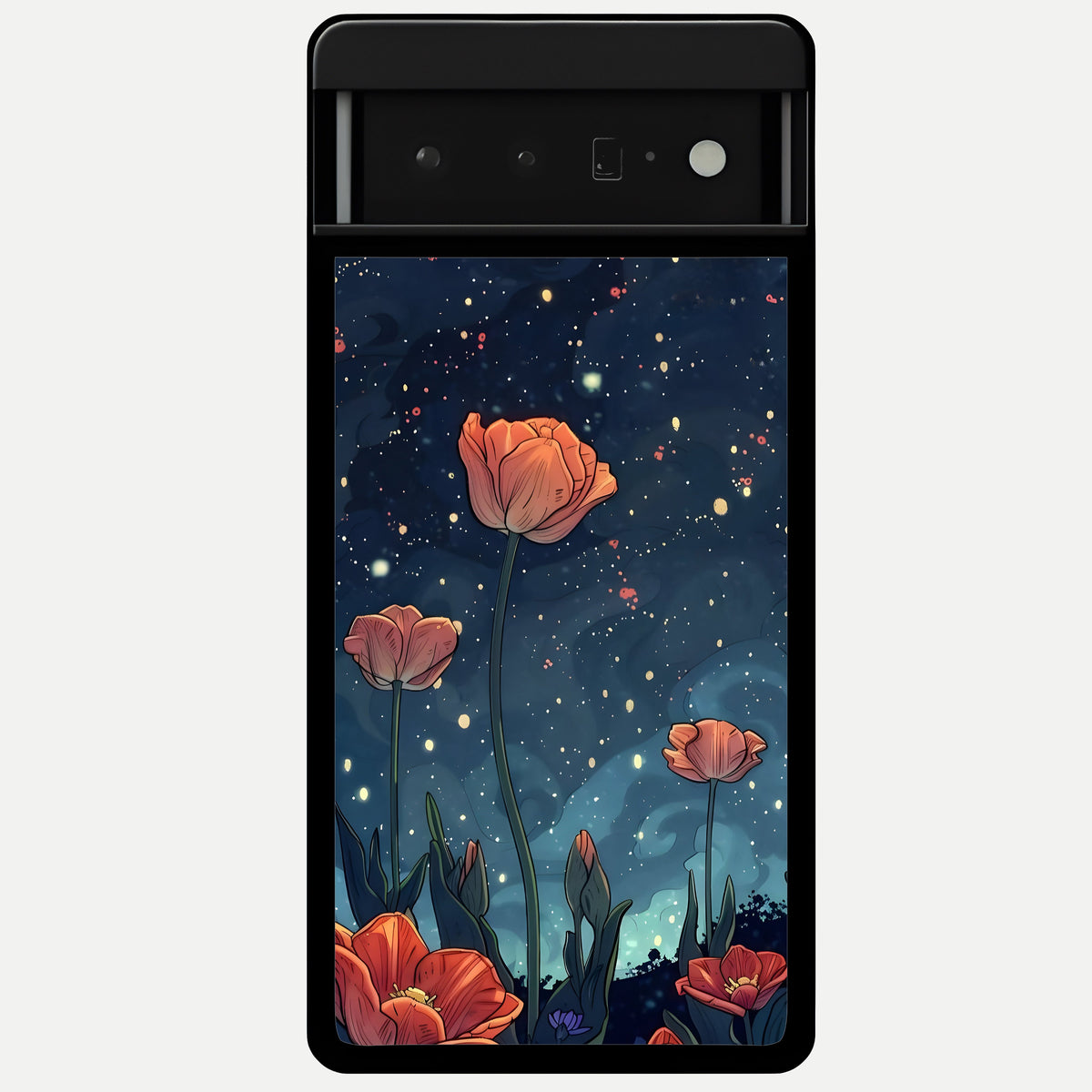  Midnight Tulip Glow Glass Case For Google Pixel 6 Pro back cover – full design glossy printed glass finish