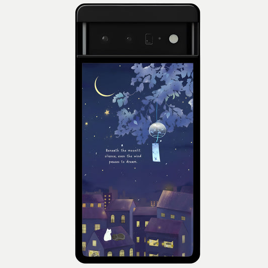  Moonlit Cat Silence Glass Case For Google Pixel 6 Pro back cover – full design glossy printed glass finish