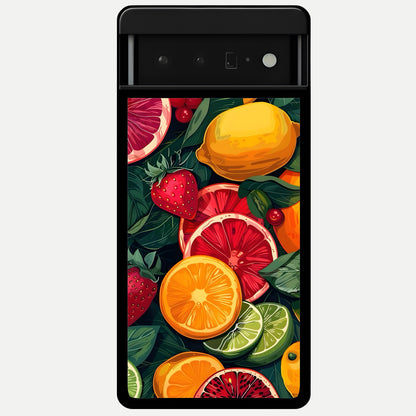  Multiple Fruits Glass Case For Google Pixel 6 Pro back cover – full design glossy printed glass finish