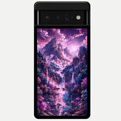  Mystic Cascade Peaks Glass Case For Google Pixel 6 Pro back cover – full design glossy printed glass finish