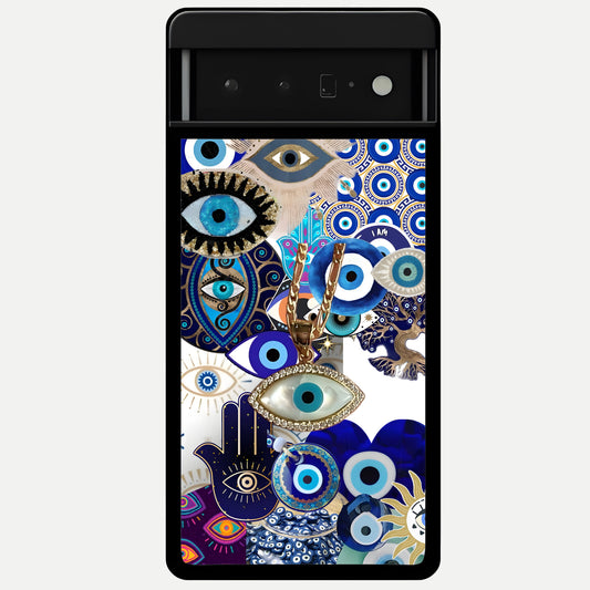  Mystic Charm Eye Glass Case For Google Pixel 6 Pro back cover – full design glossy printed glass finish