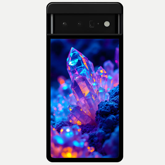  Neon Aura Shards Glass Case For Google Pixel 6 Pro back cover – full design glossy printed glass finish