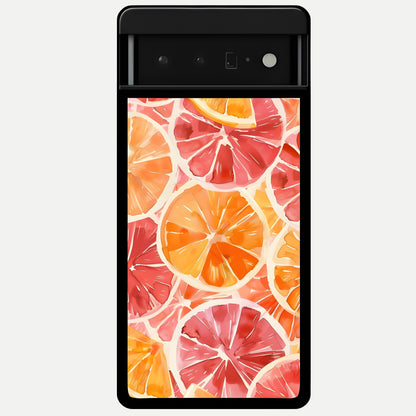  Orange Fruits Pattern Glass Case For Google Pixel 6 Pro back cover – full design glossy printed glass finish
