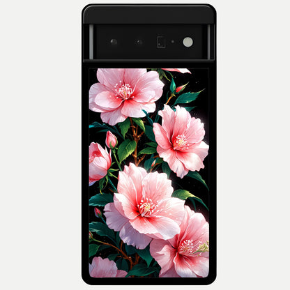  Peach Flower Glass Case For Google Pixel 6 Pro back cover – full design glossy printed glass finish