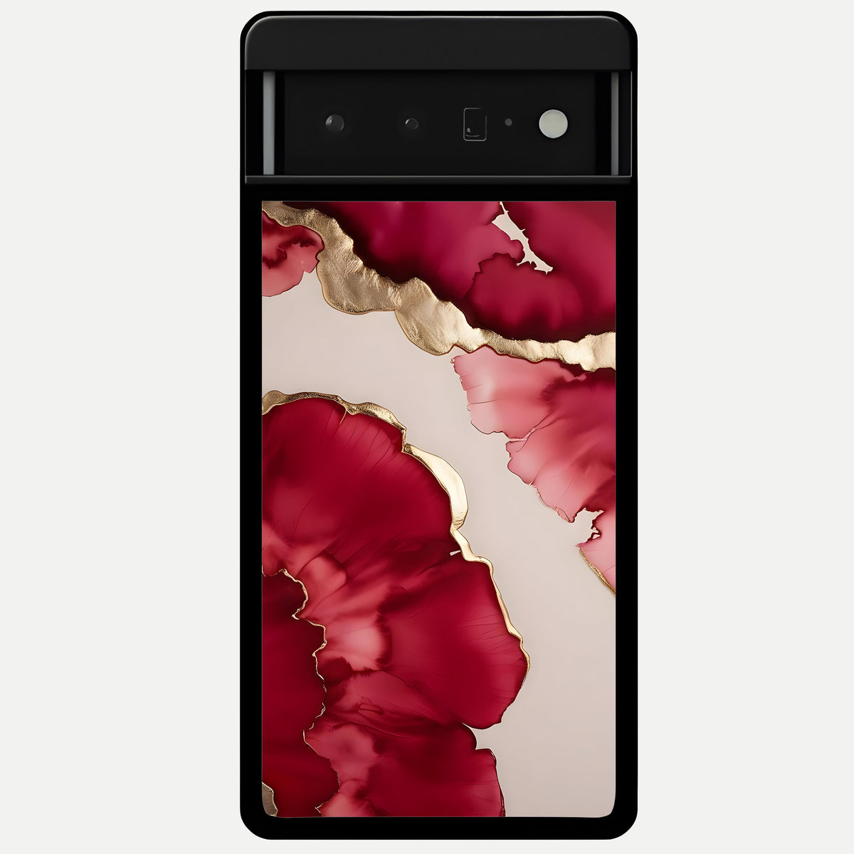  Pink And White Marble Glass Case For Google Pixel 6 Pro back cover – full design glossy printed glass finish