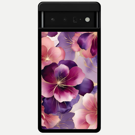  Pink Bouquet Florals Glass Case For Google Pixel 6 Pro back cover – full design glossy printed glass finish