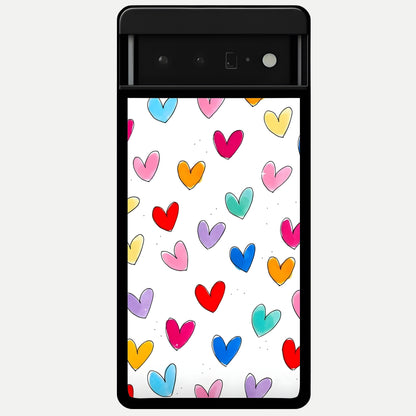  Playful Love Doodles Glass Case For Google Pixel 6 Pro back cover – full design glossy printed glass finish
