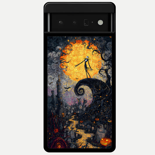  Pumpkin Moonlight Tale Glass Case For Google Pixel 6 Pro back cover – full design glossy printed glass finish