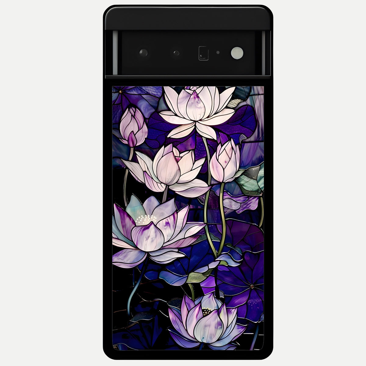  Purple Lotus Pattern Glass Case For Google Pixel 6 Pro back cover – full design glossy printed glass finish