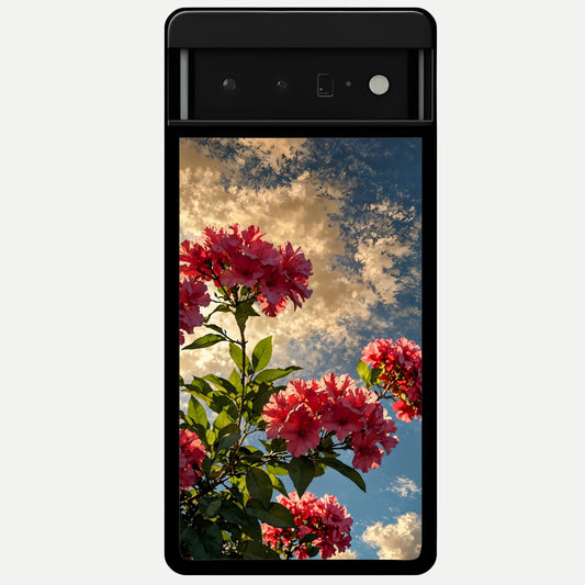  Red Bloom Skies Glass Case For Google Pixel 6 Pro back cover – full design glossy printed glass finish