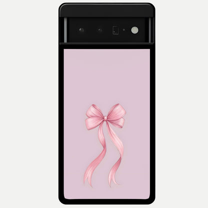  Soft Blush Bow Glass Case For Google Pixel 6 Pro back cover – full design glossy printed glass finish