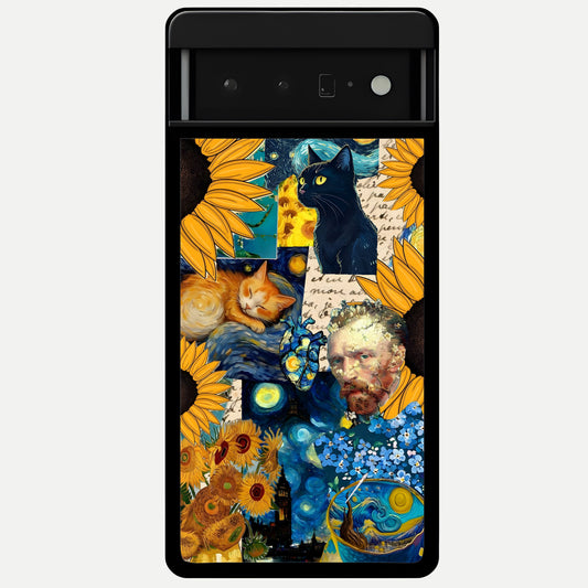  Sunflower Chic Mood Custom Name Glass Case For Google Pixel 6 Pro back cover – full design glossy printed glass finish