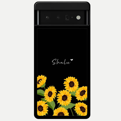  Sunflower Sky Bloom Glass Case For Google Pixel 6 Pro back cover – full design glossy printed glass finish