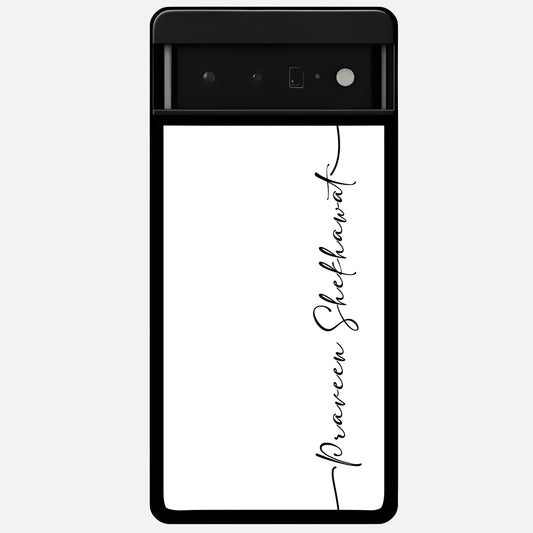  White Tune Custom Name Glass Case For Google Pixel 6 Pro back cover – personalized glossy printed glass finish