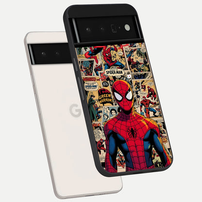  Aesthetic Spider phone case For Google Pixel 6 Pro showing premium glass back cover with detailed artwork