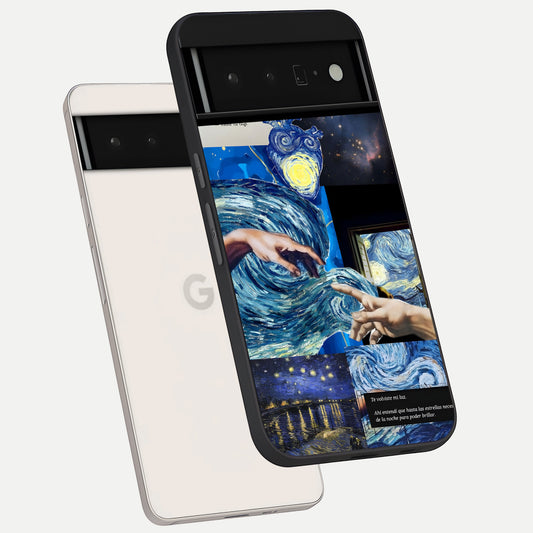  Aesthetic Vando Hands phone case For Google Pixel 6 Pro showing premium glass back cover with detailed artwork