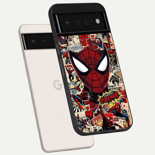  Aesthetic Wonder Spider phone case For Google Pixel 6 Pro showing premium glass back cover with detailed artwork
