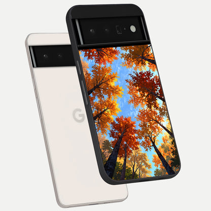  Autumn Sky Rise phone case For Google Pixel 6 Pro showing premium glass back cover with detailed artwork