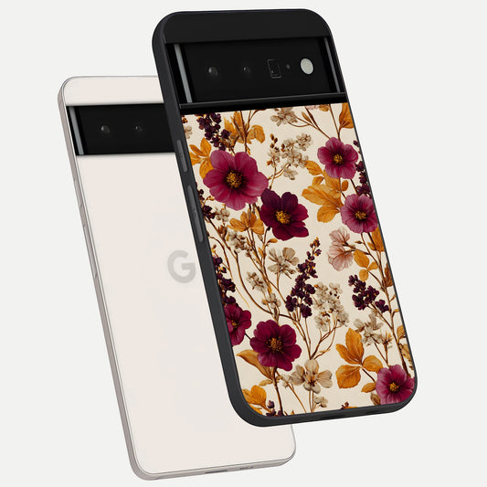  Autumn Wine Bloom phone case For Google Pixel 6 Pro showing premium glass back cover with detailed artwork