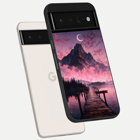  Beautiful Mountain View phone case For Google Pixel 6 Pro showing premium glass back cover with detailed artwork