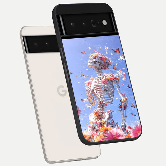  Bloom Beyond Bones phone case For Google Pixel 6 Pro showing premium glass back cover with detailed artwork