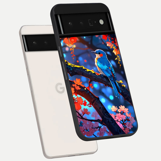  Blooming Water Drift phone case For Google Pixel 6 Pro showing premium glass back cover with detailed artwork