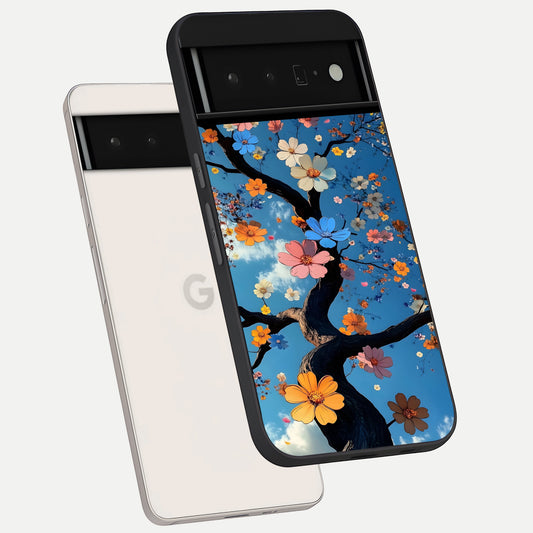  Blossom Dream Sky phone case For Google Pixel 6 Pro showing premium glass back cover with detailed artwork