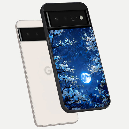  Blossom Moonlight Sky phone case For Google Pixel 6 Pro showing premium glass back cover with detailed artwork