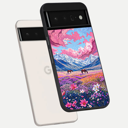  Blossom Valley Dream phone case For Google Pixel 6 Pro showing premium glass back cover with detailed artwork