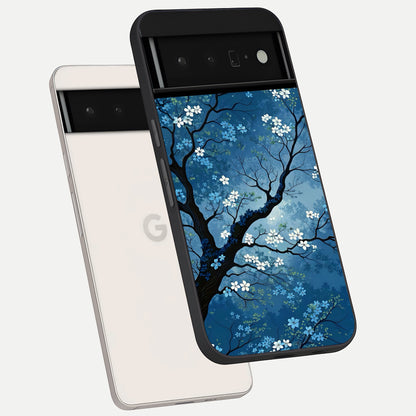  Blue Tree Serenity phone case For Google Pixel 6 Pro showing premium glass back cover with detailed artwork