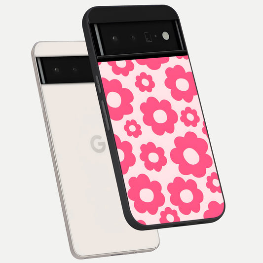  Blush Flower Pop phone case For Google Pixel 6 Pro showing premium glass back cover with detailed artwork