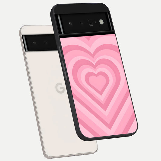  Blush Heart Waves phone case For Google Pixel 6 Pro showing premium glass back cover with detailed artwork