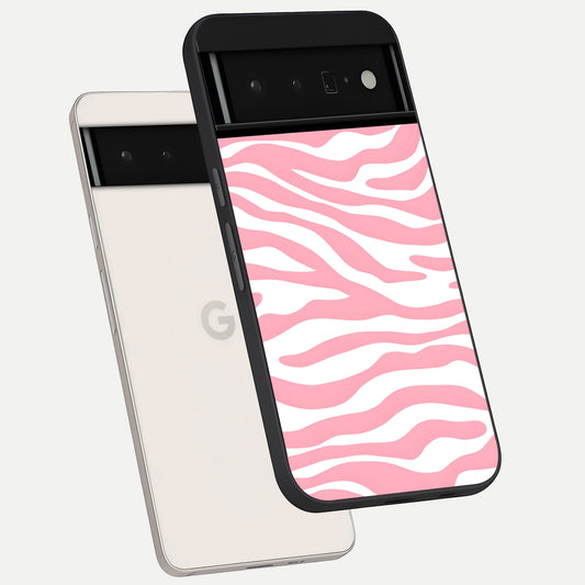  Blush Zebra Flow phone case For Google Pixel 6 Pro showing premium glass back cover with detailed artwork
