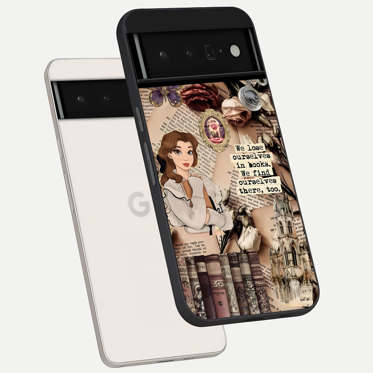  Bookish Dream World phone case For Google Pixel 6 Pro showing premium glass back cover with detailed artwork