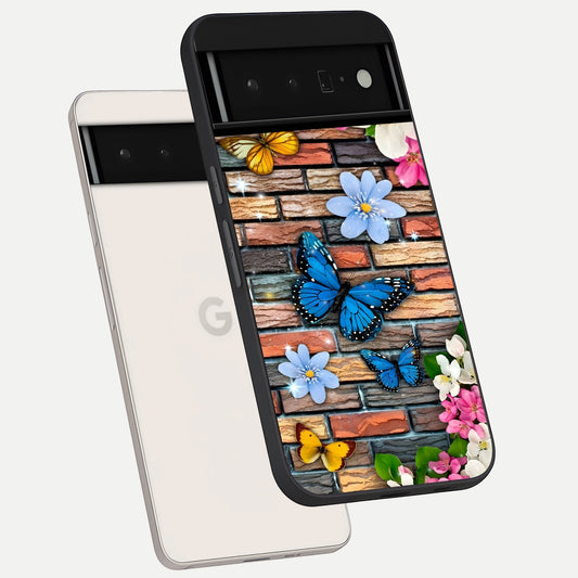 Brick Bloom Flight phone case For Google Pixel 6 Pro showing premium glass back cover with detailed artwork
