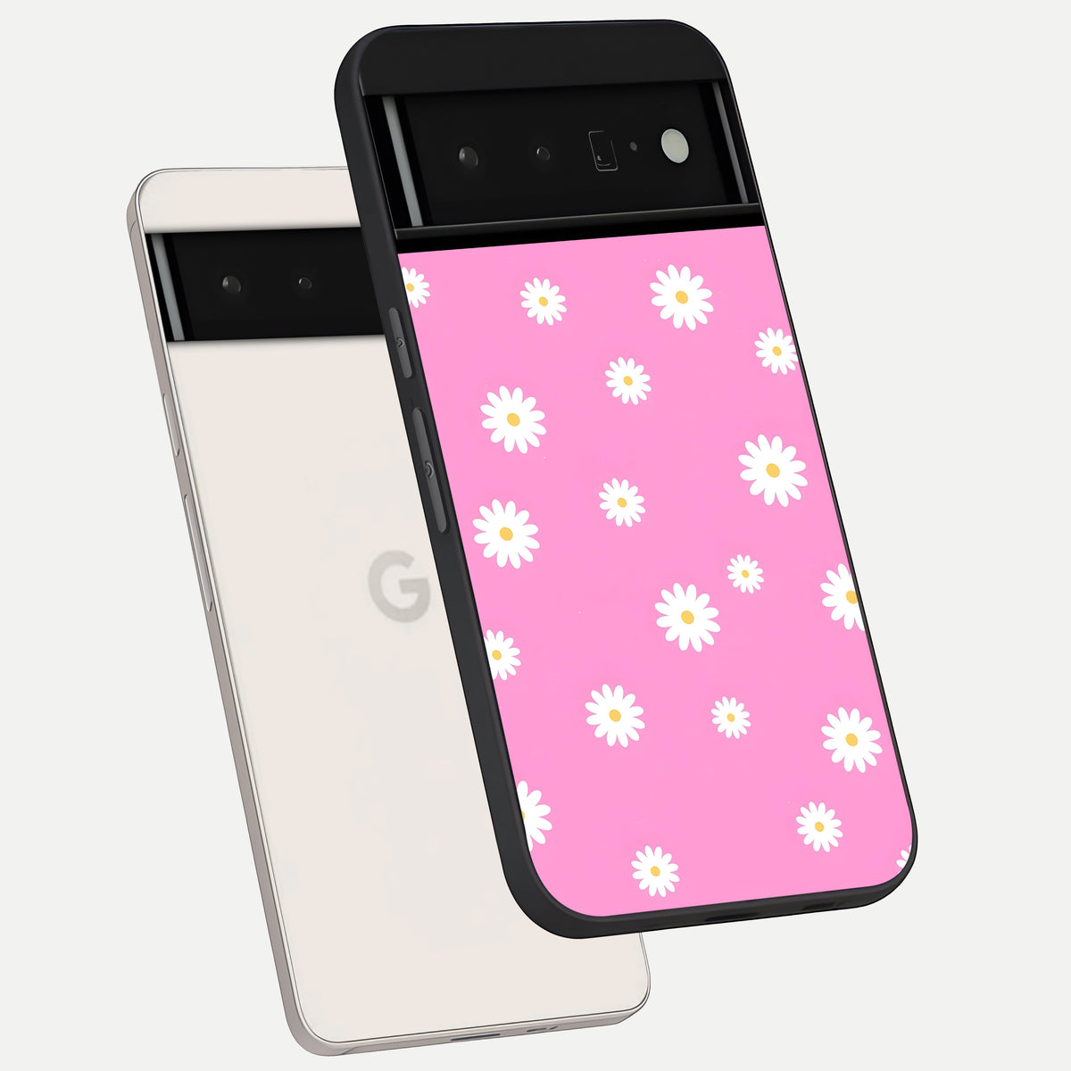 Bubblegum Daisy Pop phone case For Google Pixel 6 Pro showing premium glass back cover with detailed artwork