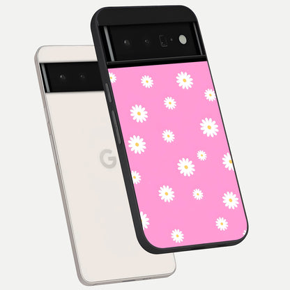  Bubblegum Daisy Pop phone case For Google Pixel 6 Pro showing premium glass back cover with detailed artwork