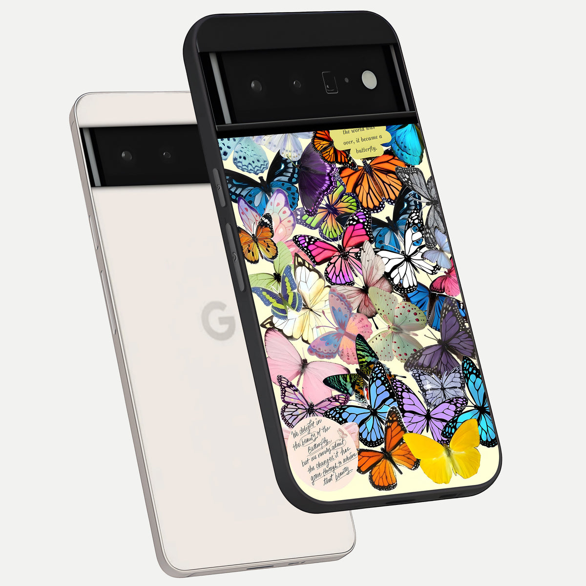  Butterflies Petal Dream phone case For Google Pixel 6 Pro showing premium glass back cover with detailed artwork