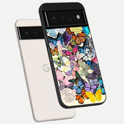  Butterflies Petal Dream phone case For Google Pixel 6 Pro showing premium glass back cover with detailed artwork