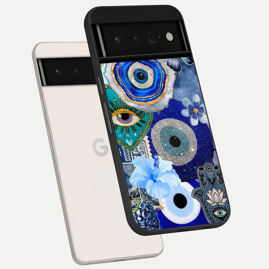  Celestial Blue Vision phone case For Google Pixel 6 Pro showing premium glass back cover with detailed artwork