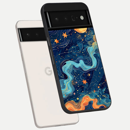  Celestial Dream Flow phone case For Google Pixel 6 Pro showing premium glass back cover with detailed artwork