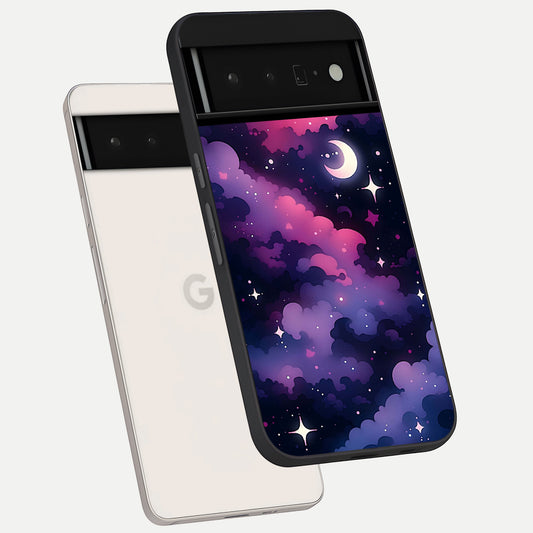  Celestial Moon Magic phone case For Google Pixel 6 Pro showing premium glass back cover with detailed artwork