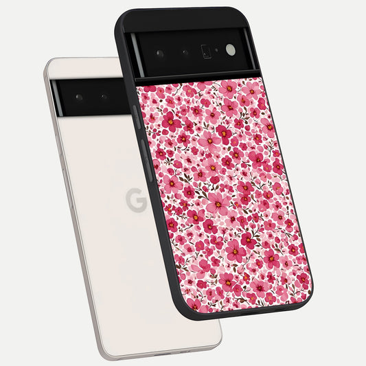  Cherry Blossom Charm phone case For Google Pixel 6 Pro showing premium glass back cover with detailed artwork