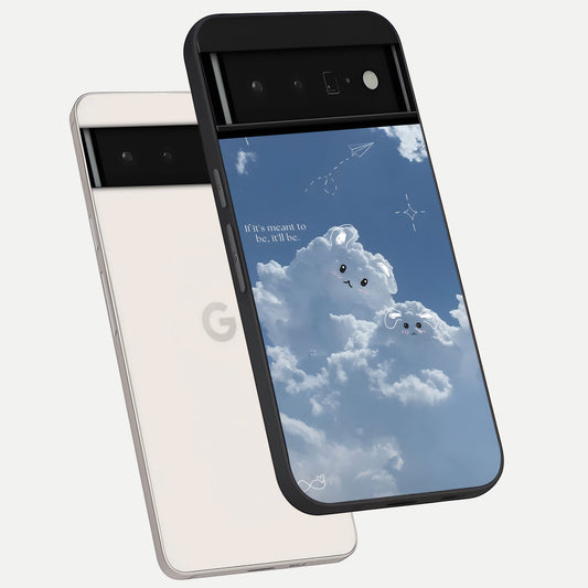  Cloud Bunny Dreams phone case For Google Pixel 6 Pro showing premium glass back cover with detailed artwork