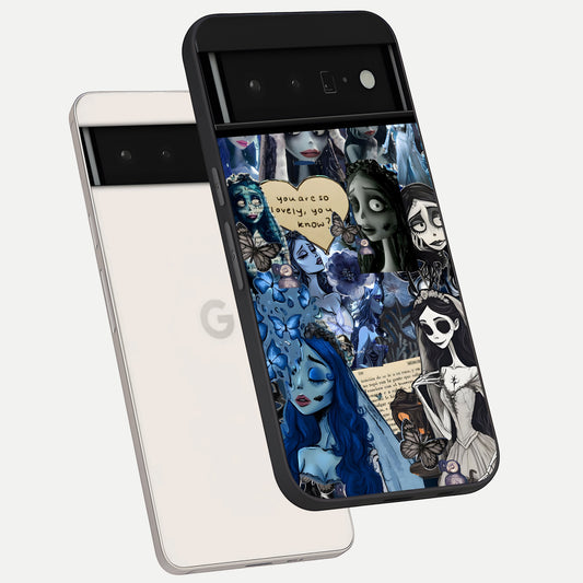  Corpse Bride Posters phone case For Google Pixel 6 Pro showing premium glass back cover with detailed artwork