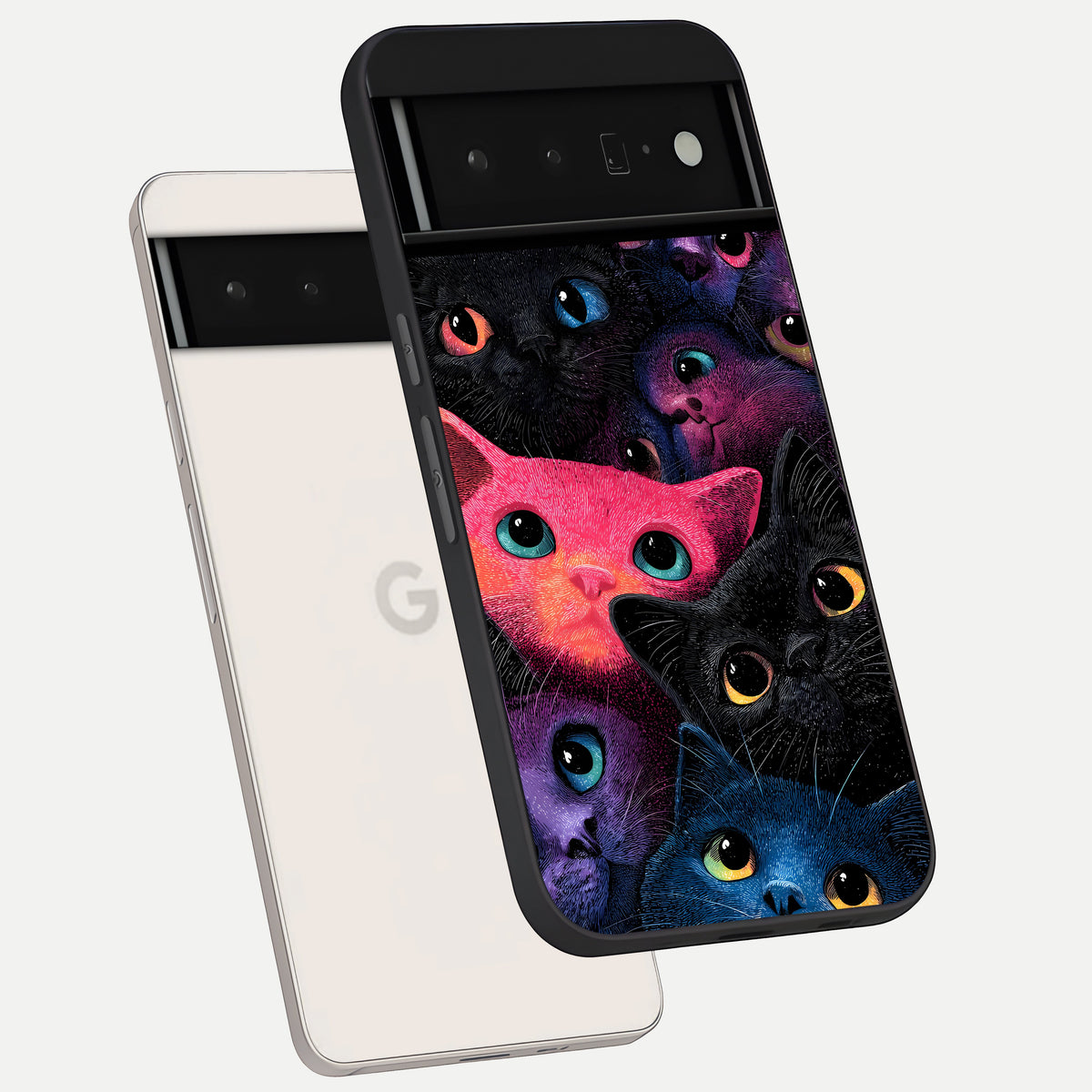 Cosmic Cats Dreams phone case For Google Pixel 6 Pro showing premium glass back cover with detailed artwork