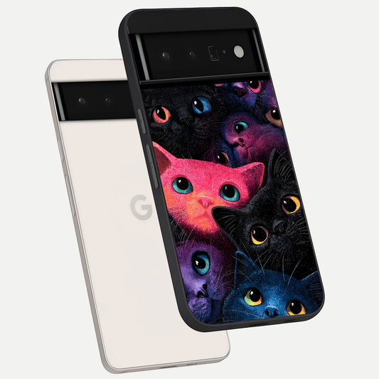  Cosmic Cats Dreams phone case For Google Pixel 6 Pro showing premium glass back cover with detailed artwork