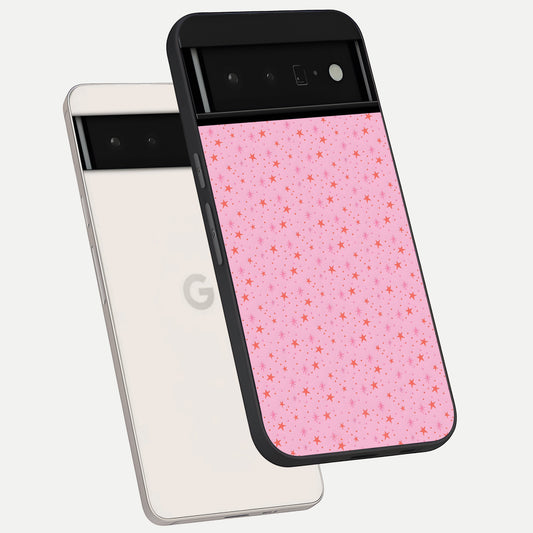  Cosmic Pink Sparkle phone case For Google Pixel 6 Pro showing premium glass back cover with detailed artwork