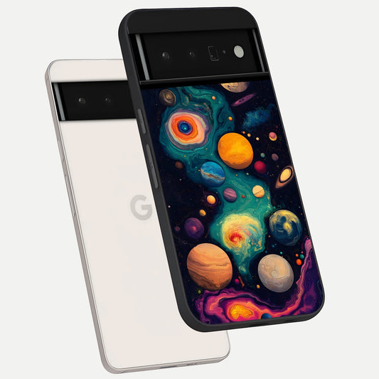  Cosmic Planet Journey phone case For Google Pixel 6 Pro showing premium glass back cover with detailed artwork