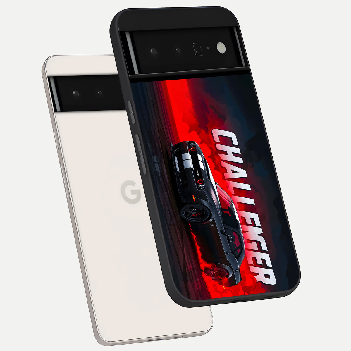  Crimson Challenger Fury phone case For Google Pixel 6 Pro showing premium glass back cover with detailed artwork
